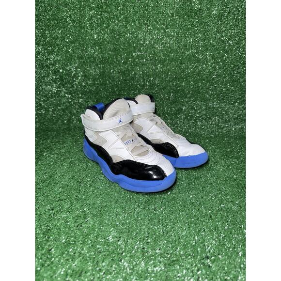 Kids Nike Air Jordan Jumpman Two Trey‎ Size 1Y Black Blue Shoe Walking Sneakers - Picture 2 of 9